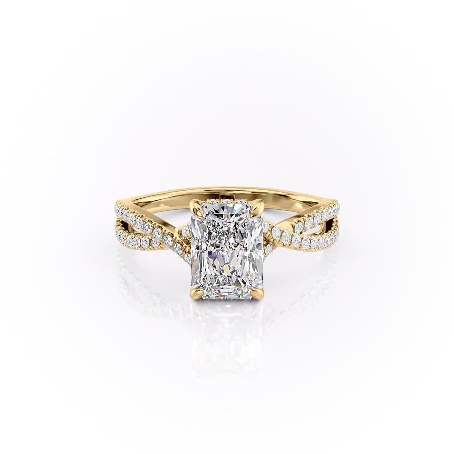 2.10 CT Radiant Solitaire Cross Over Pave Moissanite Engagement Ring - crownmoissanite