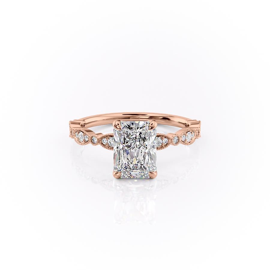 2.10 CT Radiant Milgrain Style Moissanite Engagement Ring - crownmoissanite