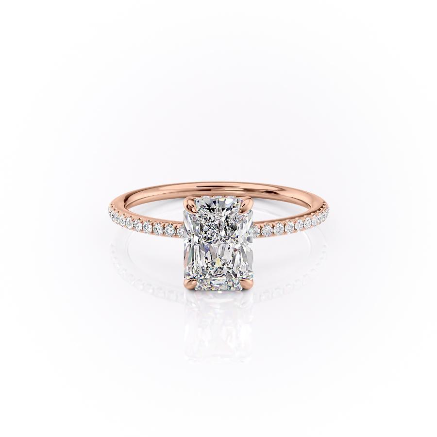 2.0 CT Radiant Cut Solitaire Pave Setting Moissanite Engagement Ring - crownmoissanite