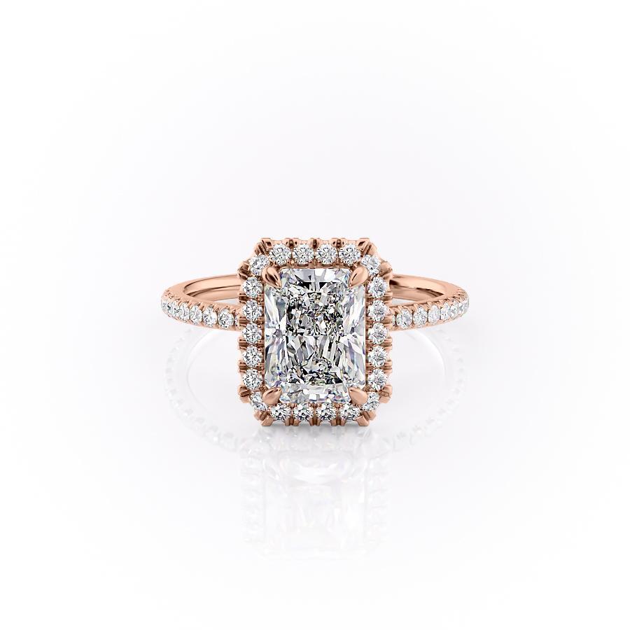 2.1 CT Radiant Cut Halo Pave Setting Moissanite Engagement Ring - crownmoissanite