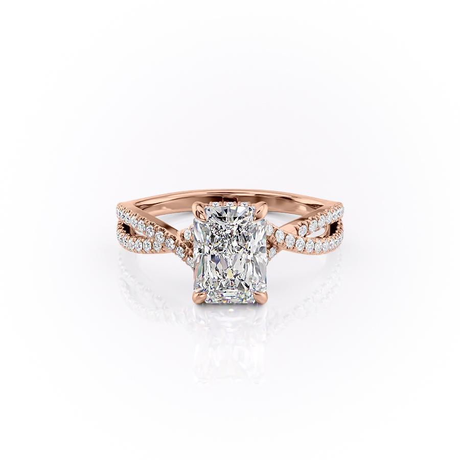 2.10 CT Radiant Solitaire Cross Over Pave Moissanite Engagement Ring - crownmoissanite
