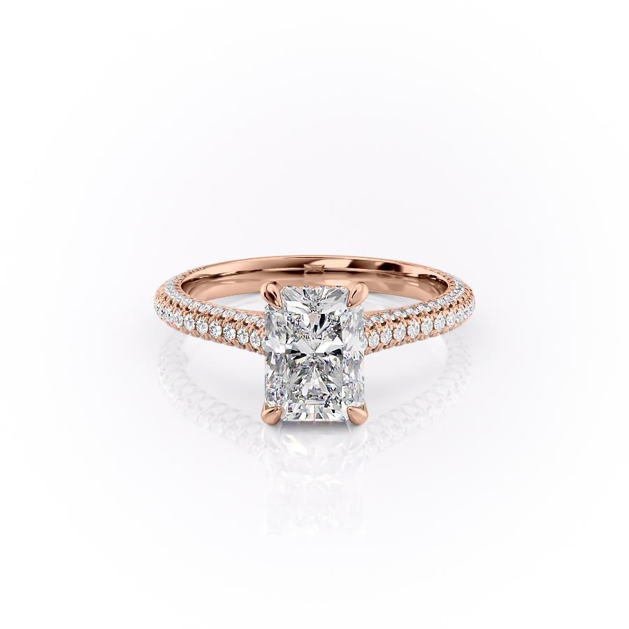 2.1 CT Radiant Cut Solitaire Triple Pave Moissanite Engagement Ring - crownmoissanite