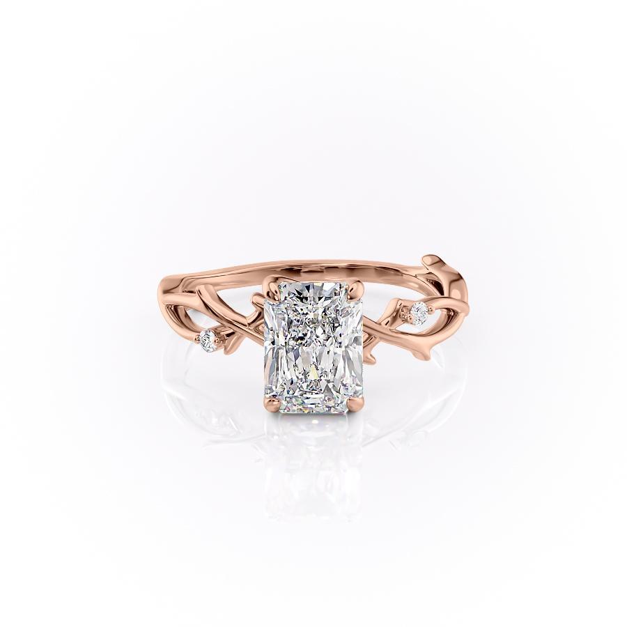 2.10 CT Radiant Solitaire & Twig Style Pave Moissanite Engagement Ring - crownmoissanite
