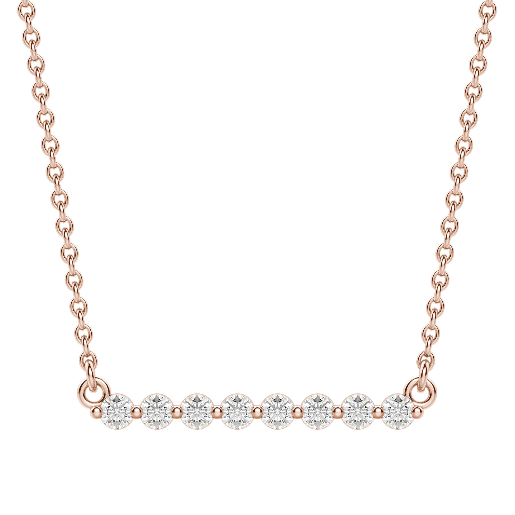 0.24 CT Round Cut Shared Prong Bar Necklace Moissanite Diamond Necklace - crownmoissanite