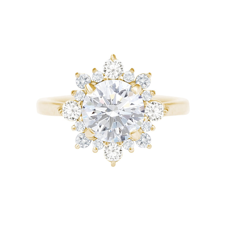 1.50 CT Round Moissanite Halo Engagement Ring