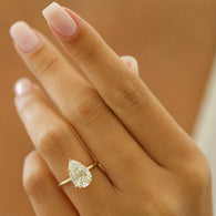 3.10 CT Pear Cut Solitaire Style Moissanite Engagement Ring - crownmoissanite