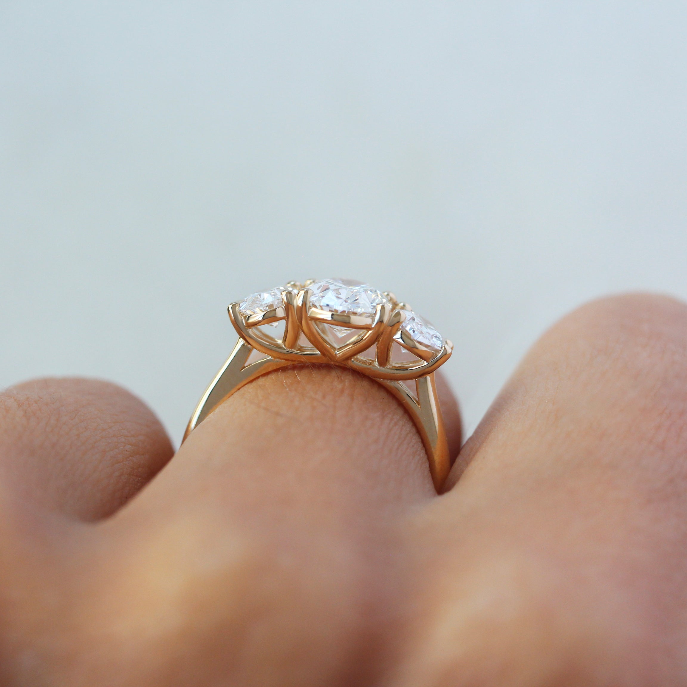 1.50 CT Oval Moissanite Three Stone Setting Engagement Ring