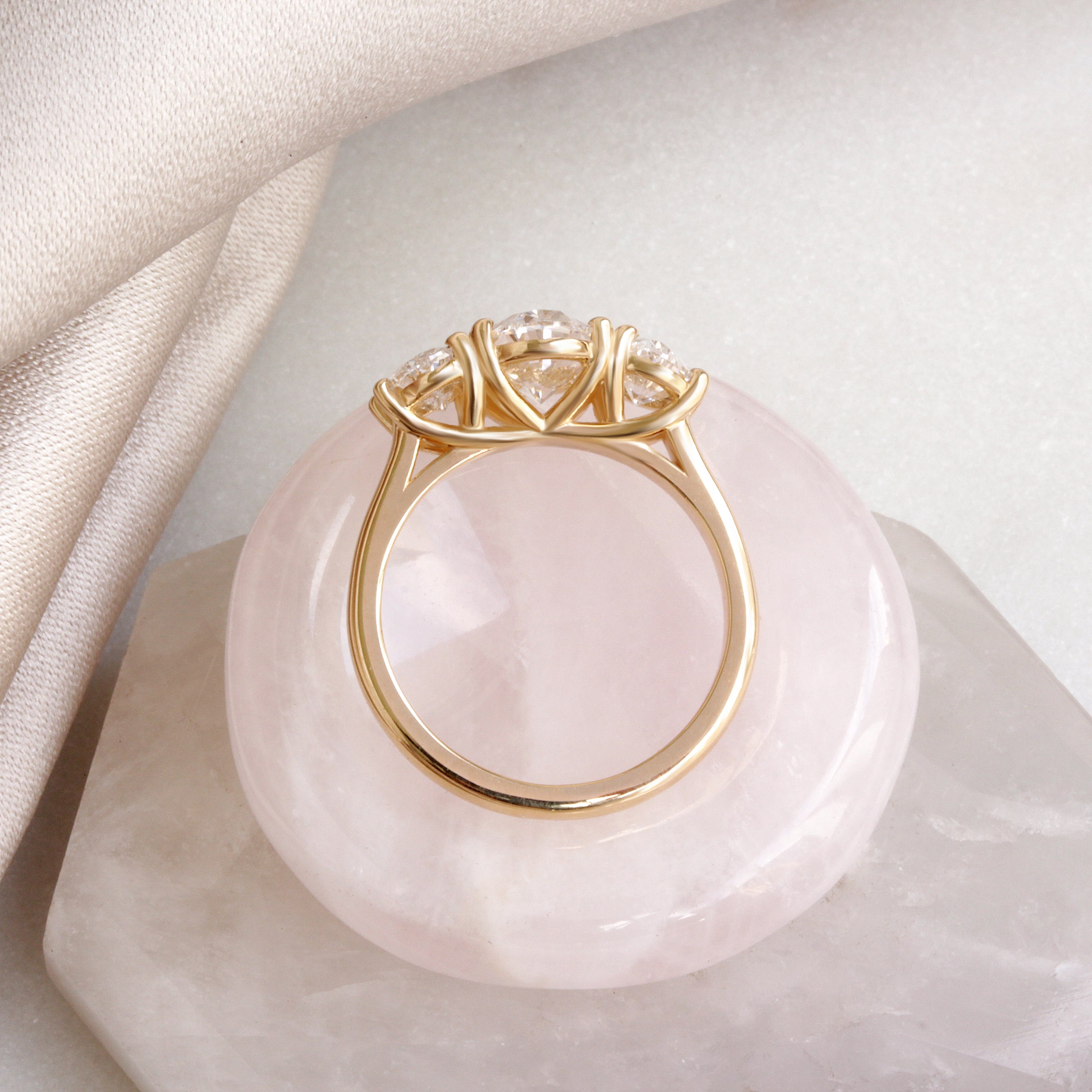 1.50 CT Oval Moissanite Three Stone Setting Engagement Ring