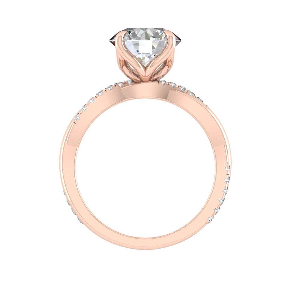 1.85 CT Round Cut Solitaire Twisted Pave Moissanite Engagement Ring - crownmoissanite