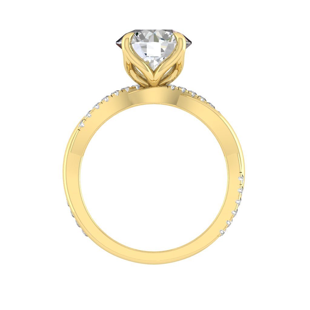 1.85 CT Round Cut Solitaire Twisted Pave Moissanite Engagement Ring - crownmoissanite