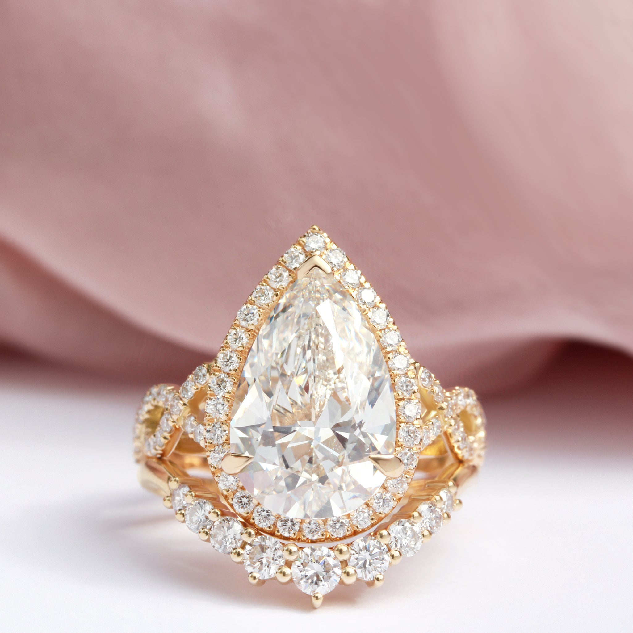5.0 CT Pear Moissanite Vintage Setting Engagement Ring