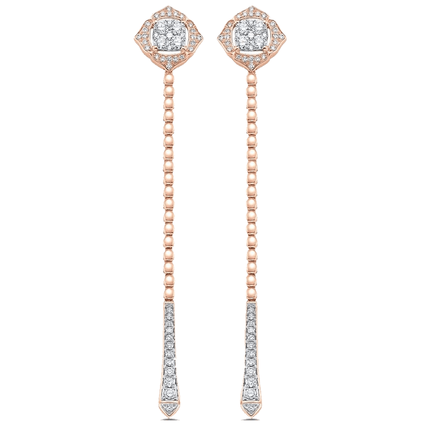 0.75 TCW Round Moissanite Diamond Long Drop Earrings - crownmoissanite