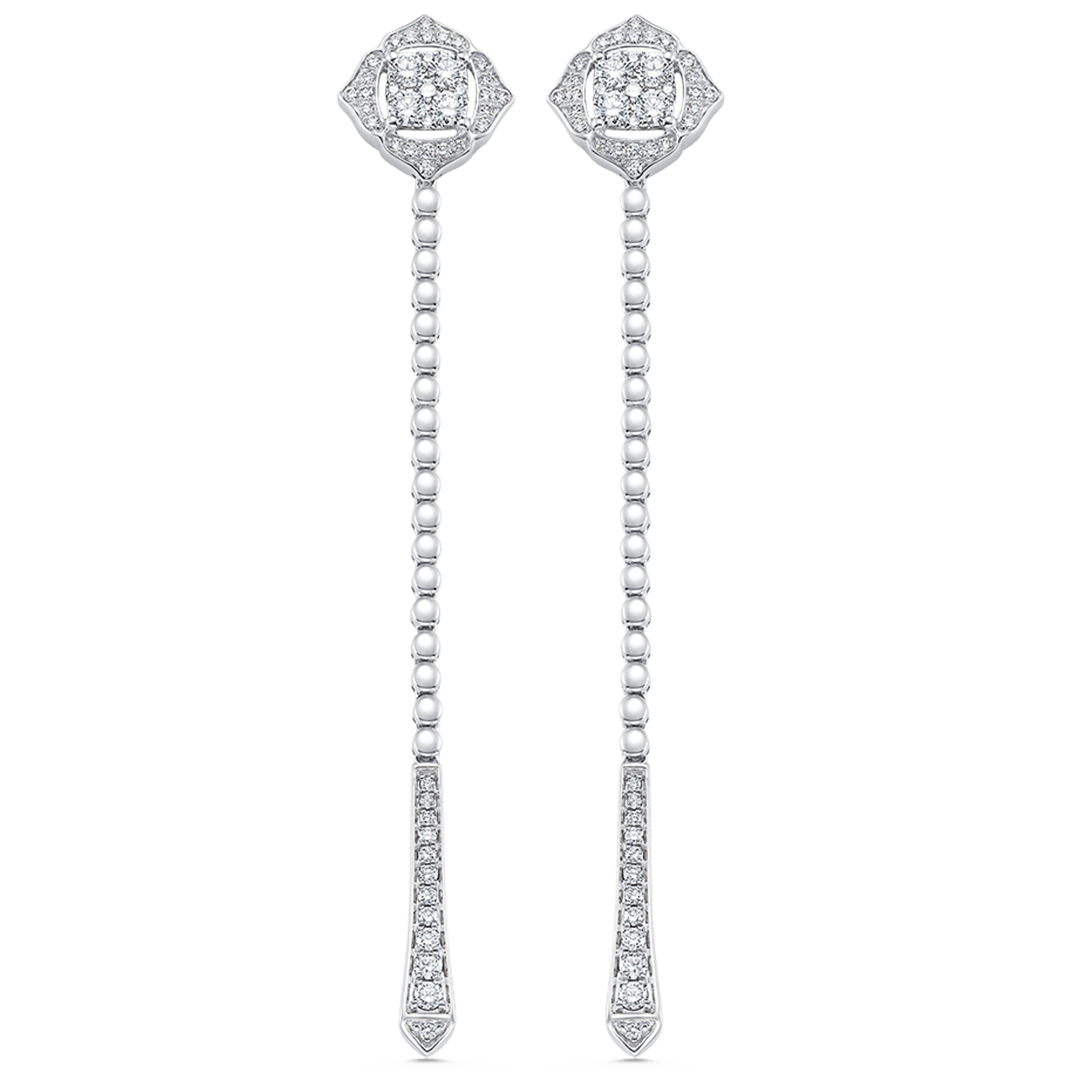 0.75 TCW Round Moissanite Diamond Long Drop Earrings - crownmoissanite