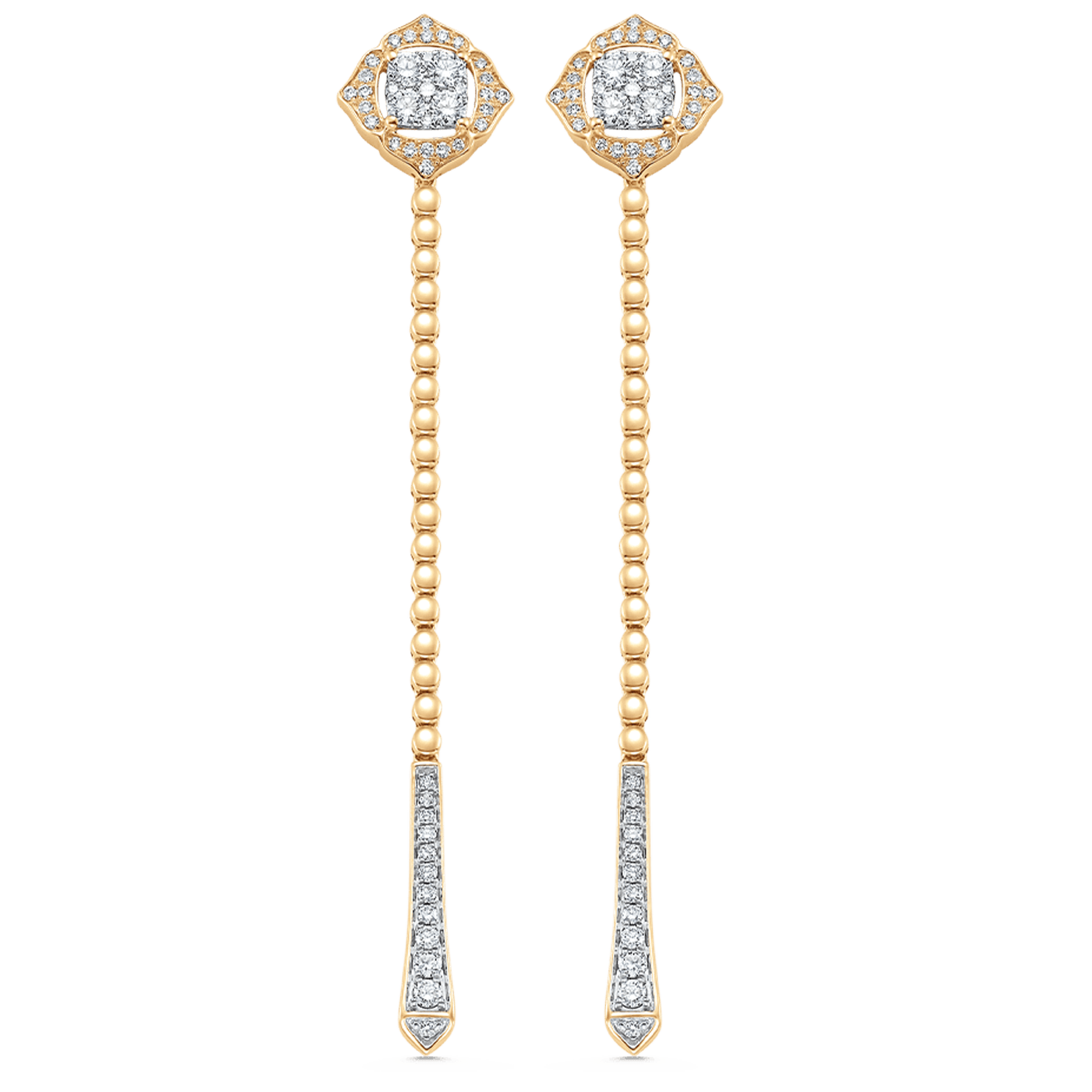 0.75 TCW Round Moissanite Diamond Long Drop Earrings - crownmoissanite