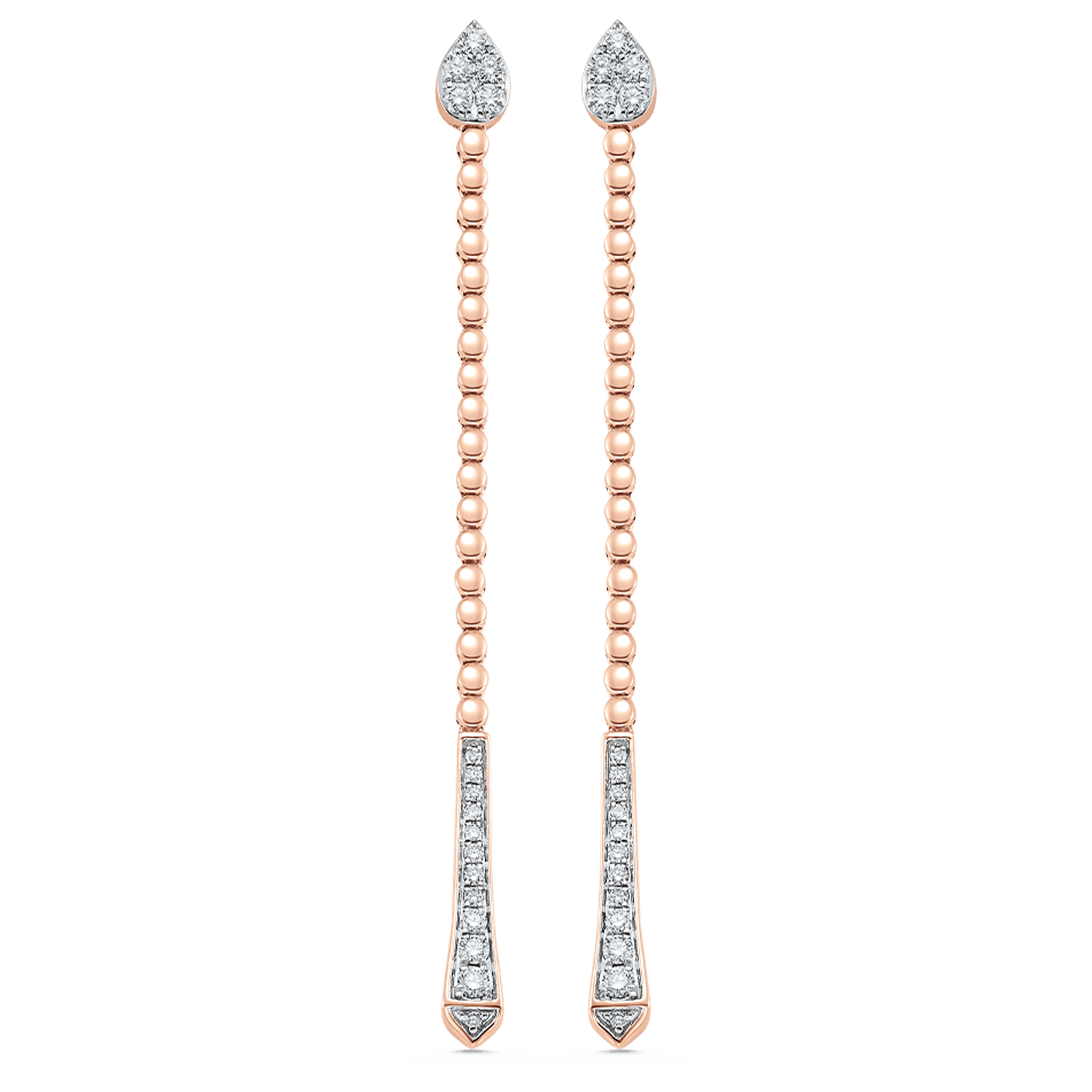 0.41 TCW Round Moissanite Diamond Long Drop Earrings - crownmoissanite