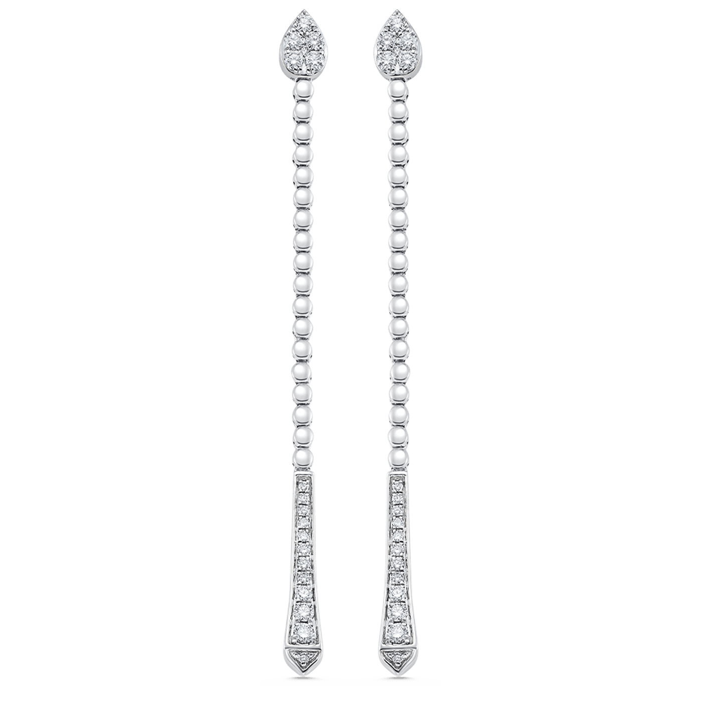 0.41 TCW Round Moissanite Diamond Long Drop Earrings - crownmoissanite