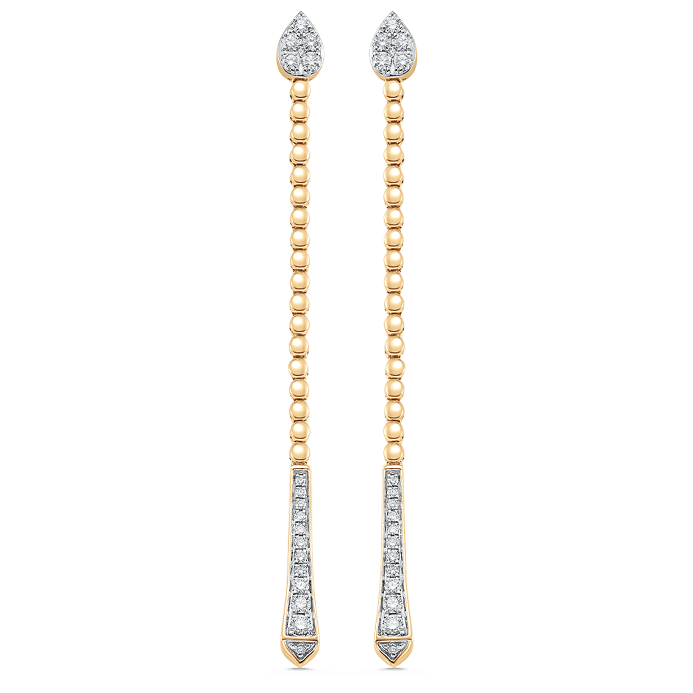 0.41 TCW Round Moissanite Diamond Long Drop Earrings - crownmoissanite