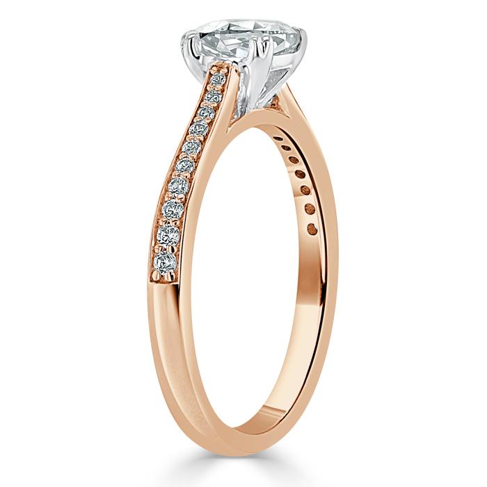 1.0 CT Cushion Cut Solitaire Channel Pave Moissanite Engagement Ring - crownmoissanite