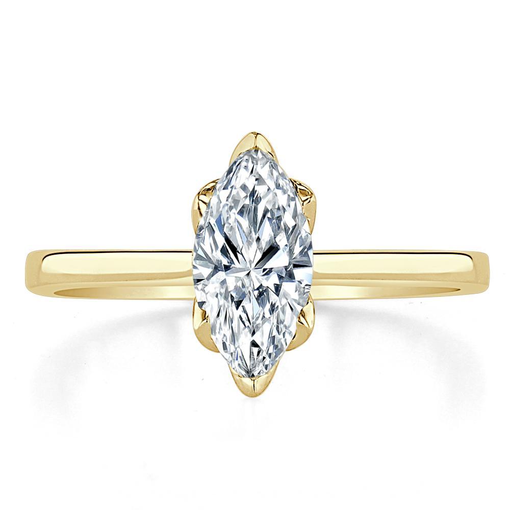 1.0 CT Marquise Cut Solitaire Moissanite Engagement Ring - crownmoissanite