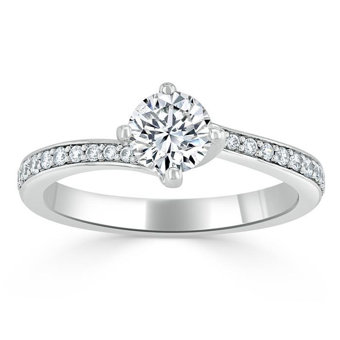 0.75 CT Round Shaped Moissanite Solitaire Engagement Ring - crownmoissanite