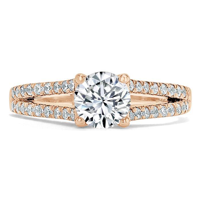 0.75 CT Round Cut Solitaire Split Shank Style Moissanite Engagement Ring - crownmoissanite