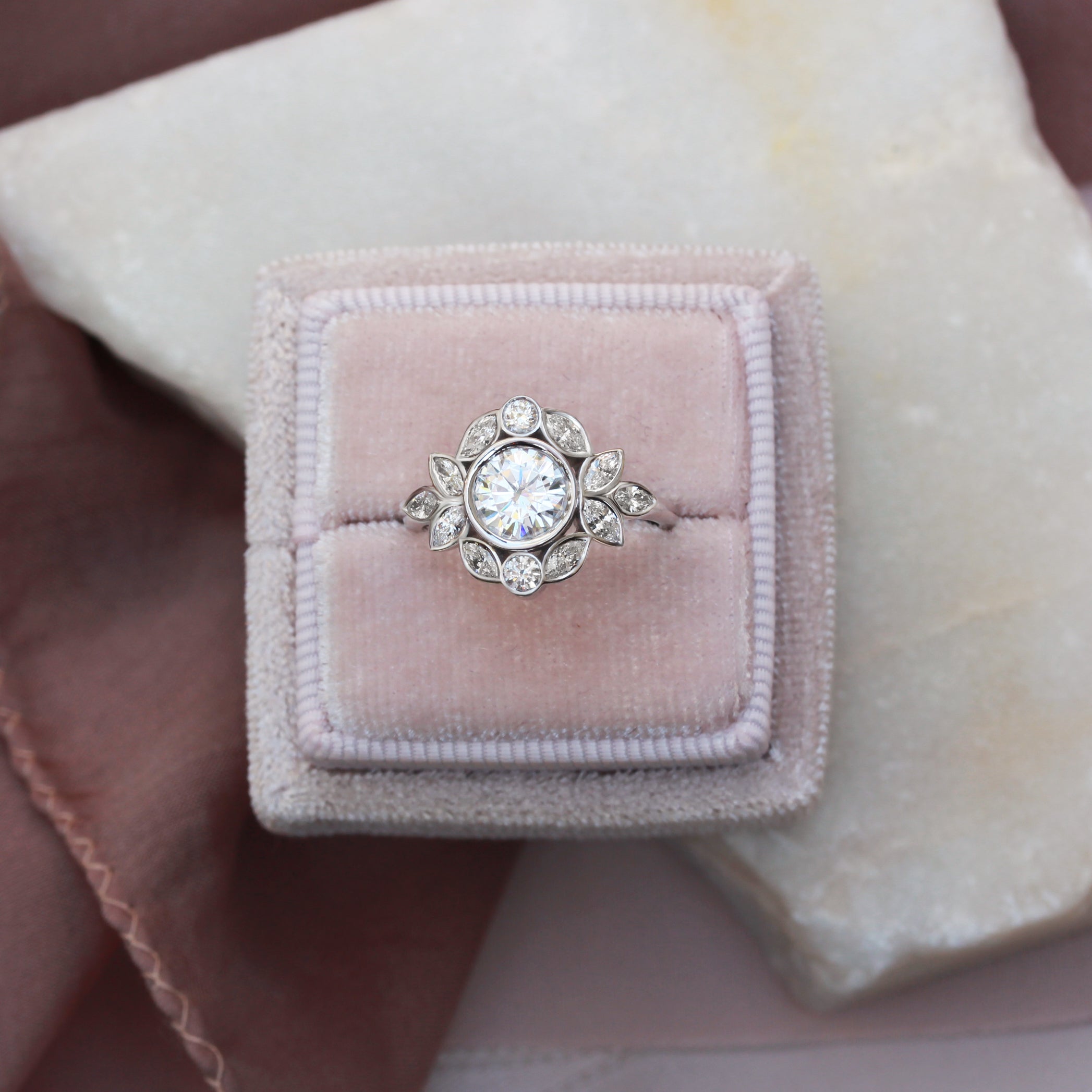 0.80 CT Round Moissanite Bezel Engagement Ring