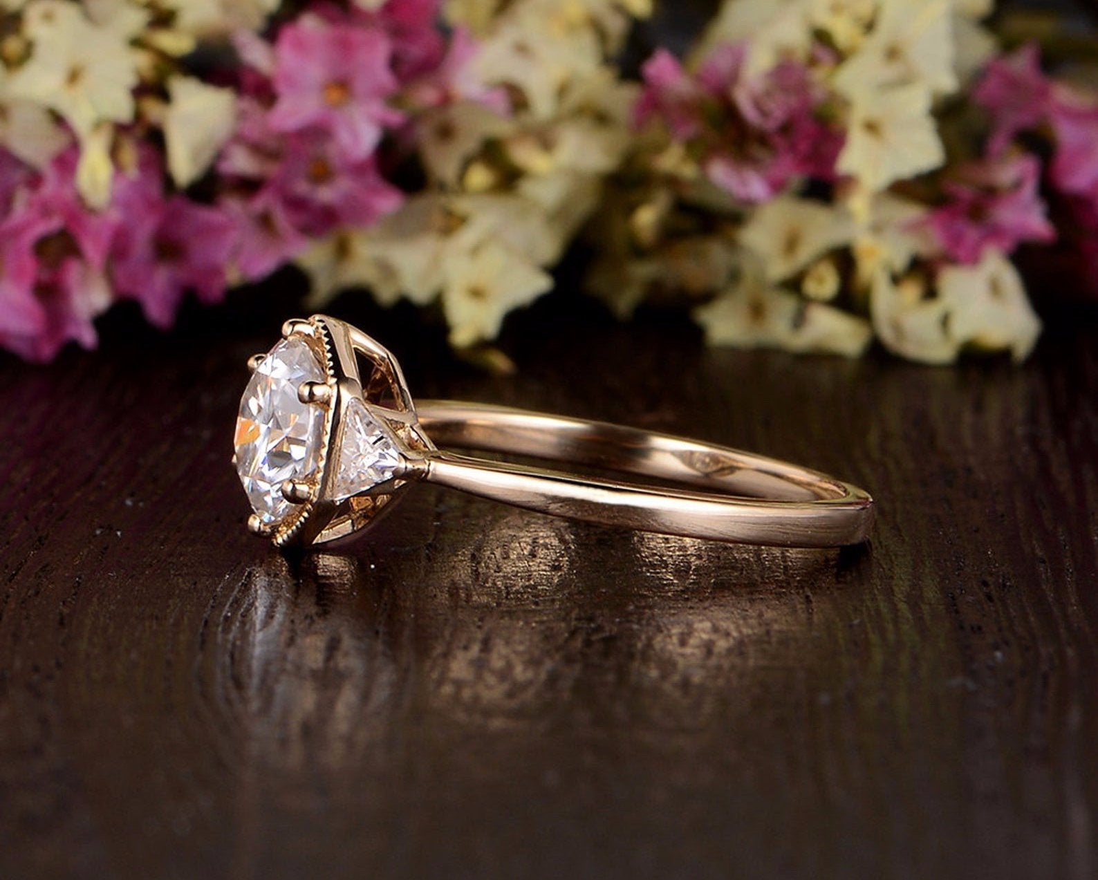 1.60 CT Round Cut Three Stone Moissanite Engagement Ring - crownmoissanite