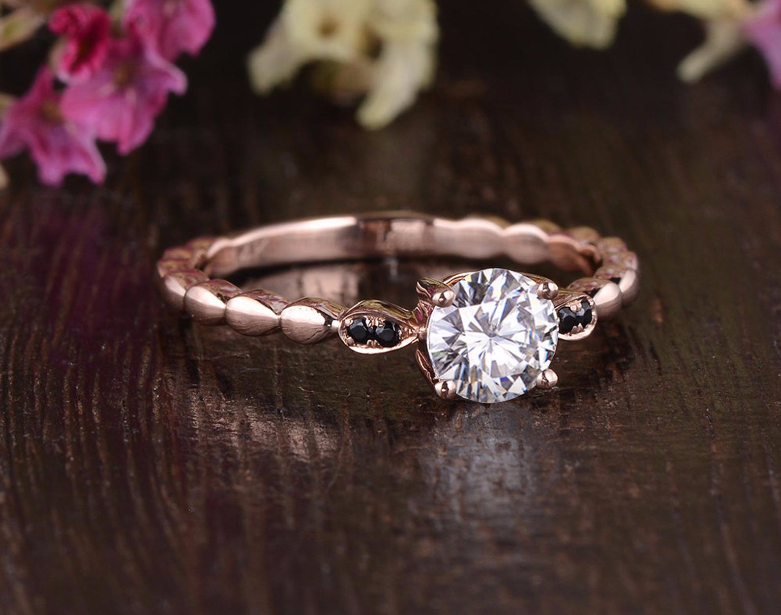 1.35 Carats Round Shape Solitaire Moissanite Diamond Engagement Ring - crownmoissanite