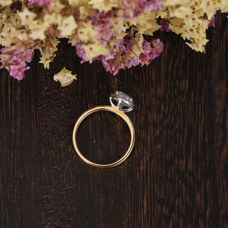 1.90 CT Round Cut Halo Moissanite Engagement Ring - crownmoissanite