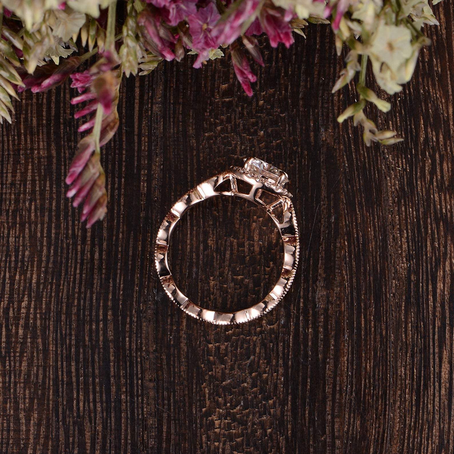 1.60 CT Round Shaped Moissanite Halo Engagement Ring - crownmoissanite