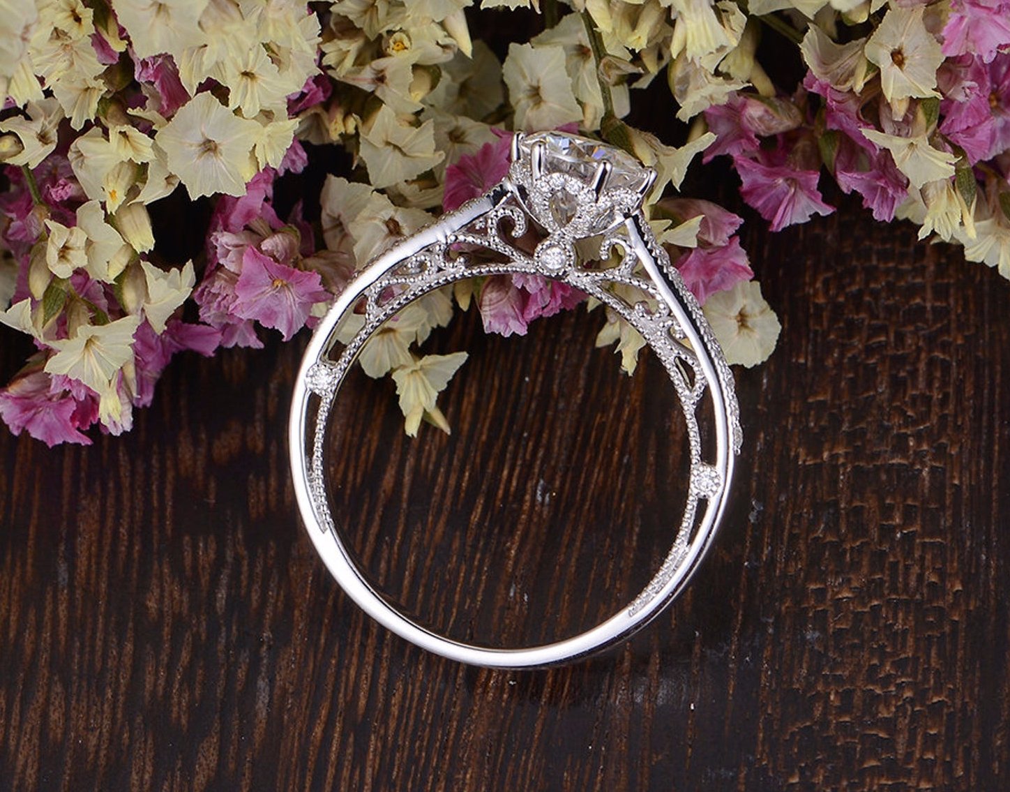 1.35 CT Round Shaped Moissanite Solitaire Engagement Ring - crownmoissanite