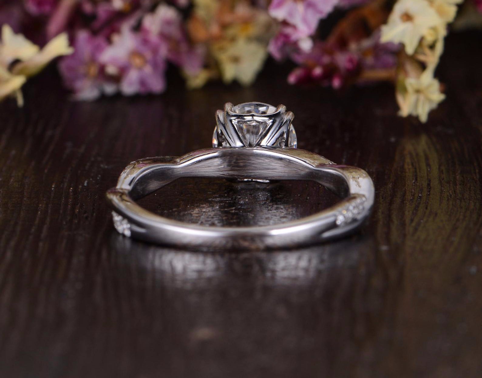 1.60 CT Round Cut Twisted Pave Setting Moissanite Engagement Ring - crownmoissanite
