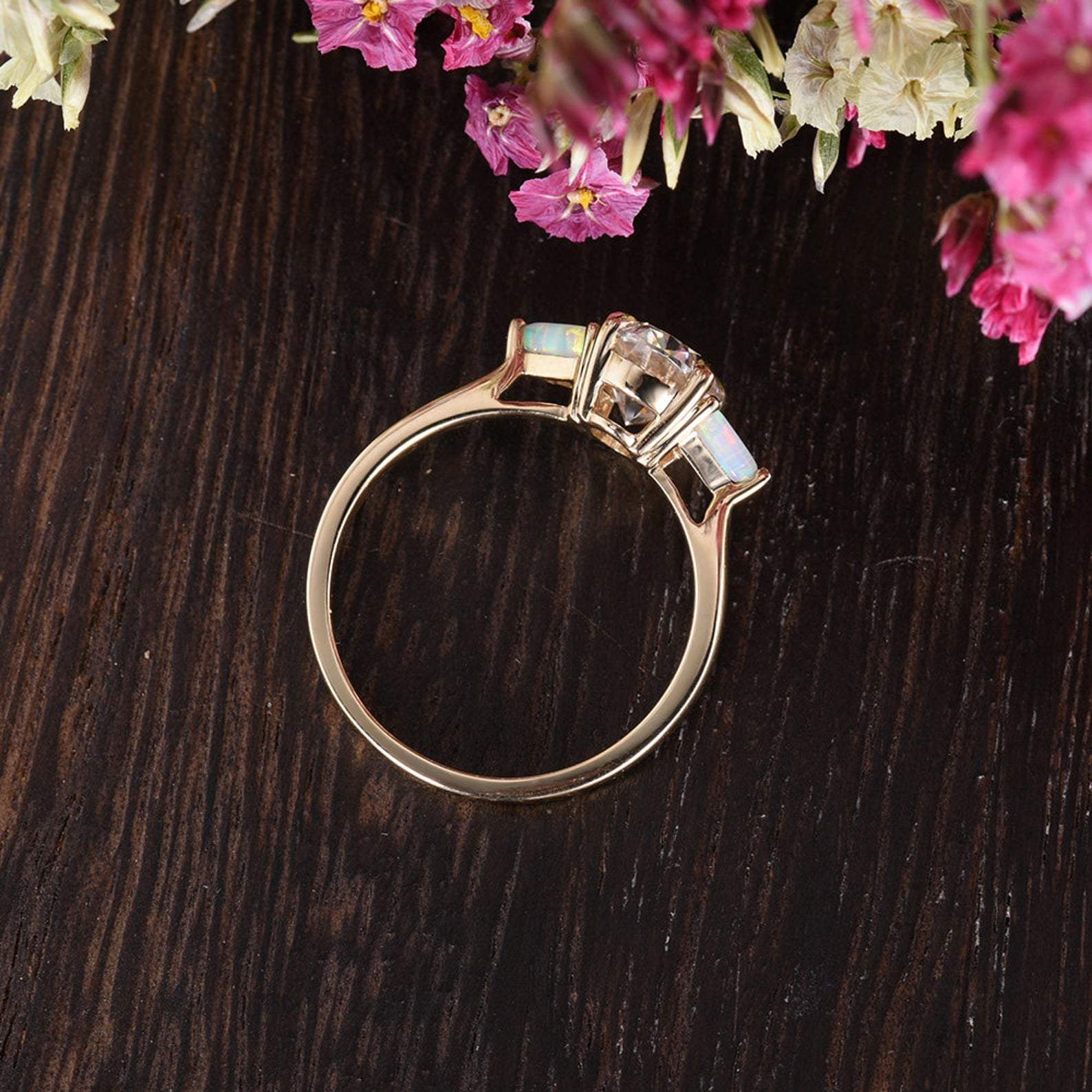 0.75 CT Oval Three Stone Moissanite Engagement Ring - crownmoissanite