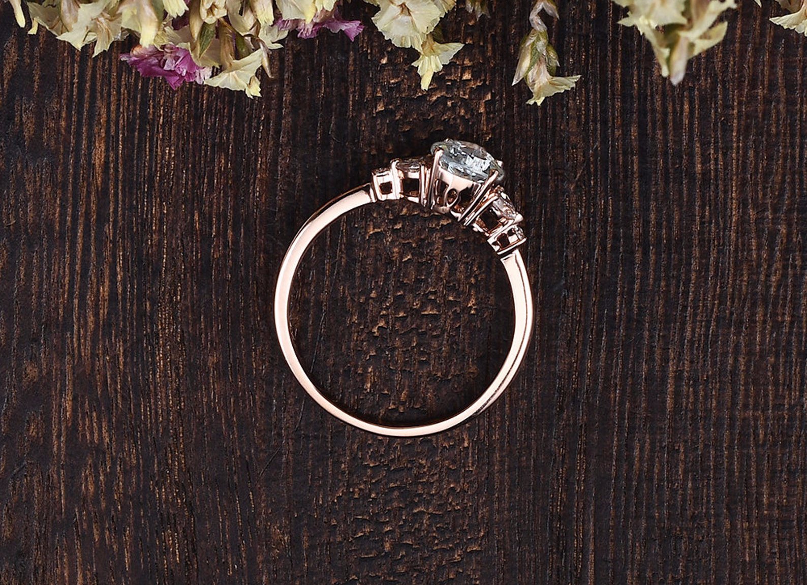 0.75 CT Pear Cluster Moissanite Engagement Ring - crownmoissanite