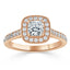 1.0 CT Cushion Cut Moissanite Halo Channel Pave Engagement Ring - crownmoissanite