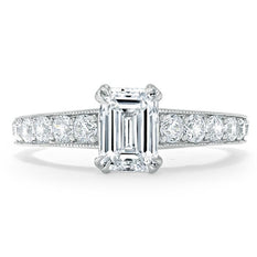 0.75 CT Emerald Cut Solitaire Moissanite Engagement Ring - crownmoissanite