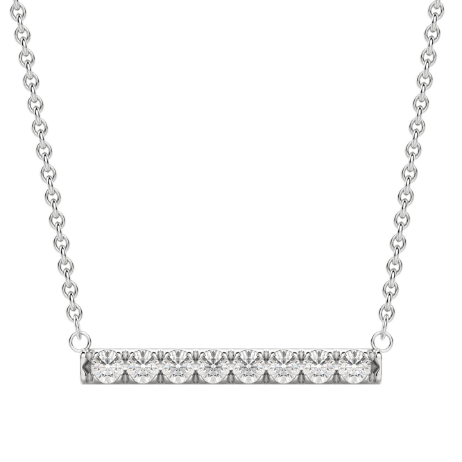 0.24 CT Round Cut Bar Necklace Moissanite Diamond Necklace - crownmoissanite