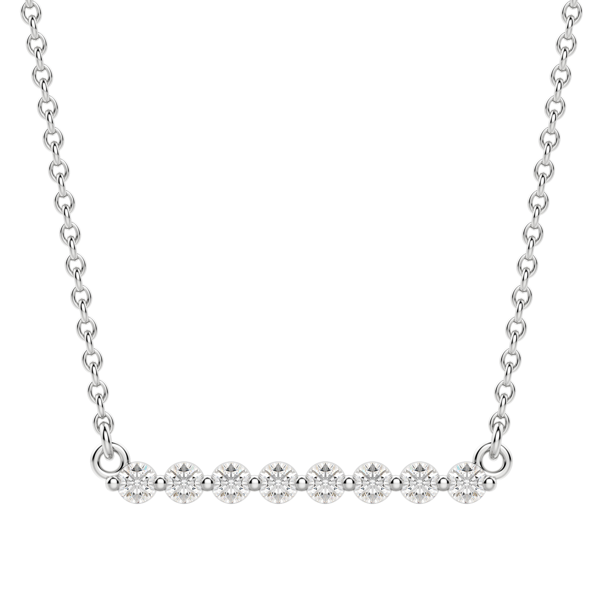 0.24 CT Round Cut Shared Prong Bar Necklace Moissanite Diamond Necklace - crownmoissanite