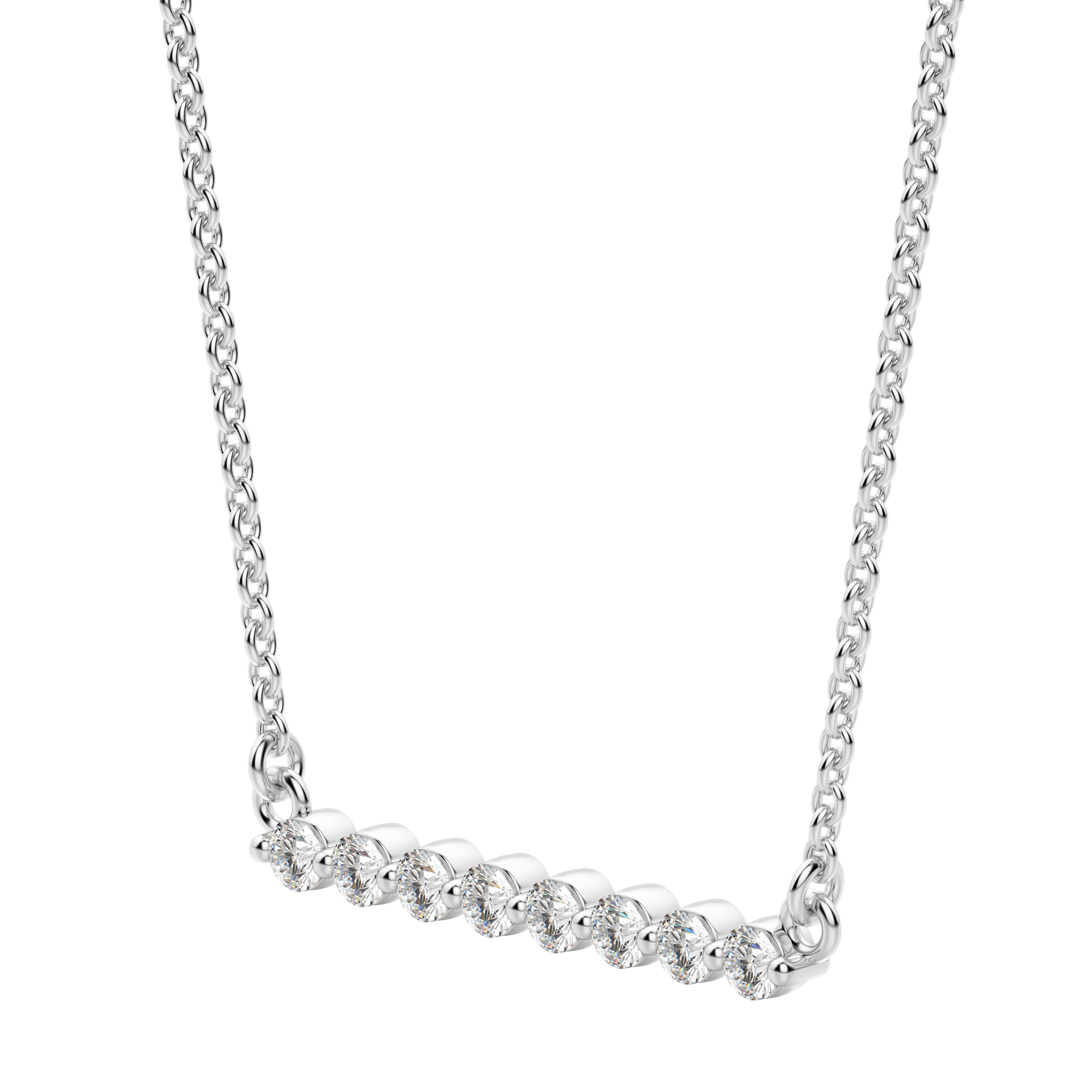 0.24 CT Round Shaped Moissanite Bar Style Necklace - crownmoissanite