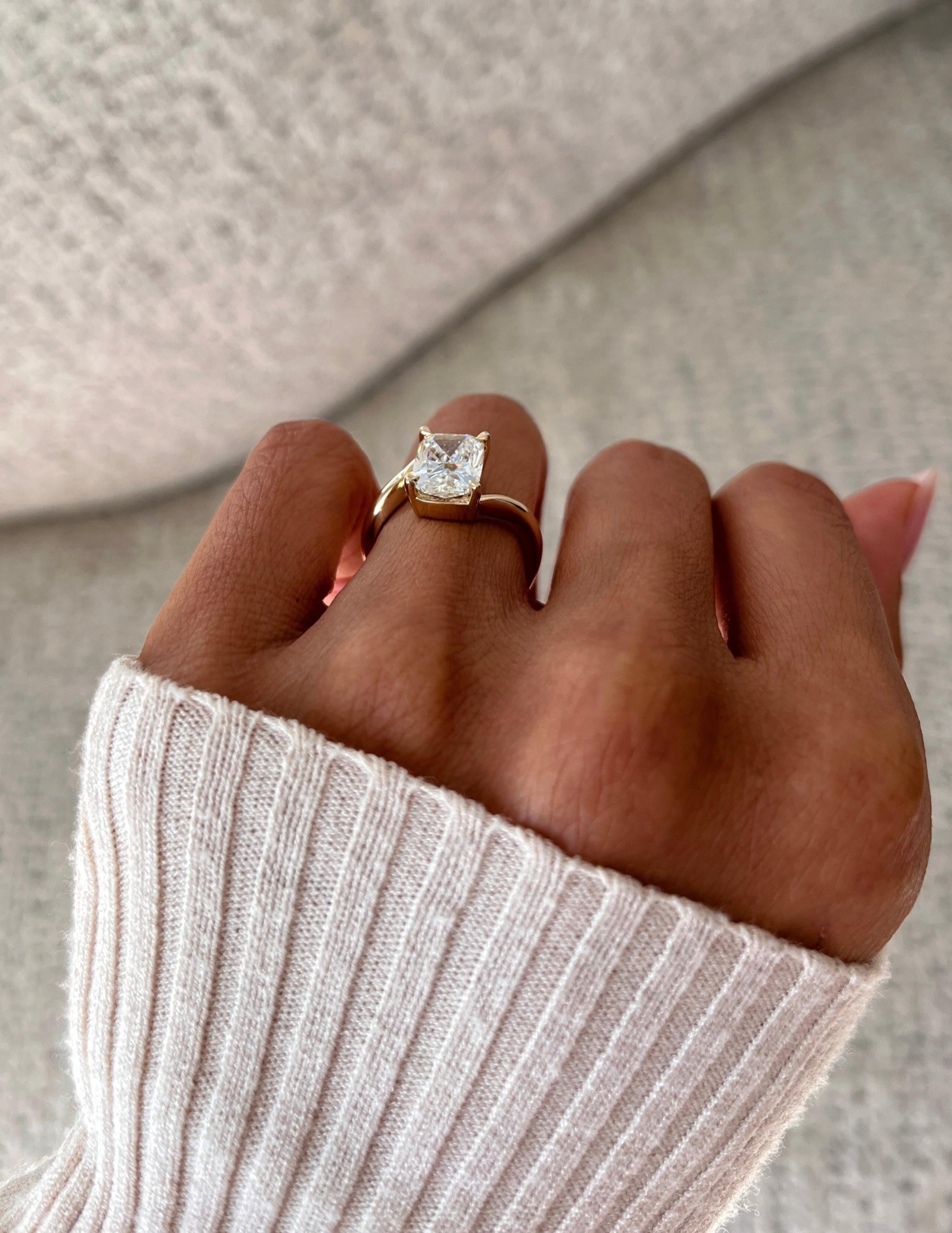 1.5 - 3.5 CT Elongated Cushion Shaped Moissanite Soliatire Style Engagement Ring