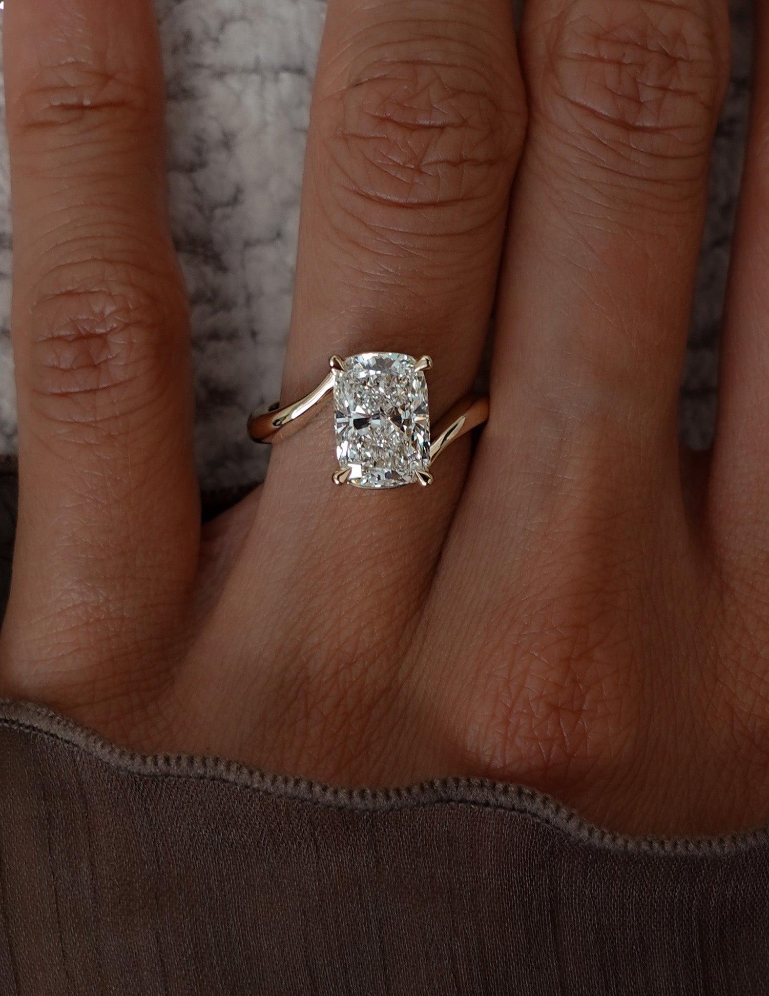 1.5 - 3.5 CT Elongated Cushion Shaped Moissanite Soliatire Style Engagement Ring