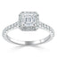 1.0 CT Asscher Shaped Moissanite Halo Engagement Ring - crownmoissanite