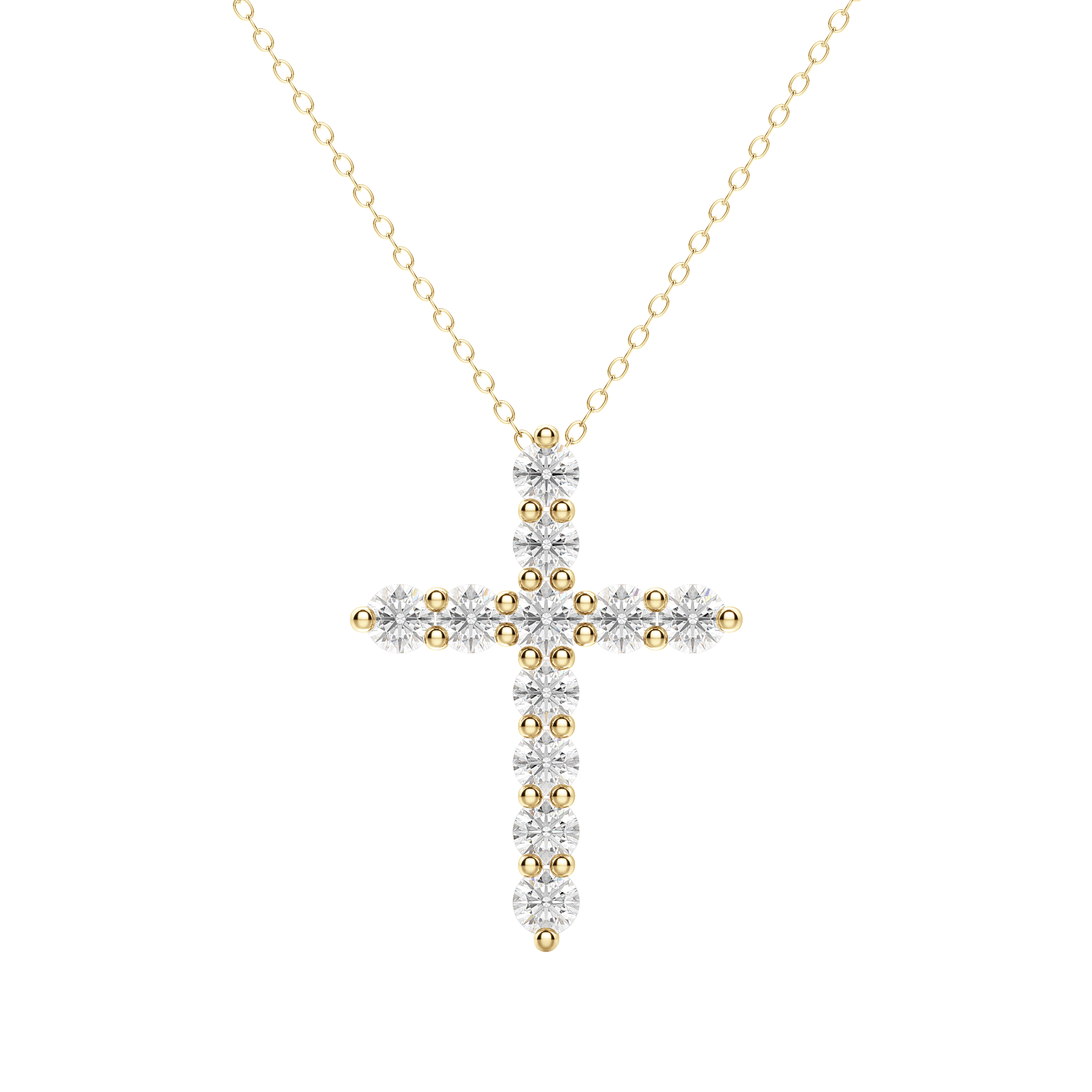 0.17 CT Round Cut Cross Pendant Moissanite Diamond Necklace - crownmoissanite