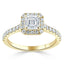 1.0 CT Asscher Cut Halo Pave Moissanite Engagement Ring - crownmoissanite