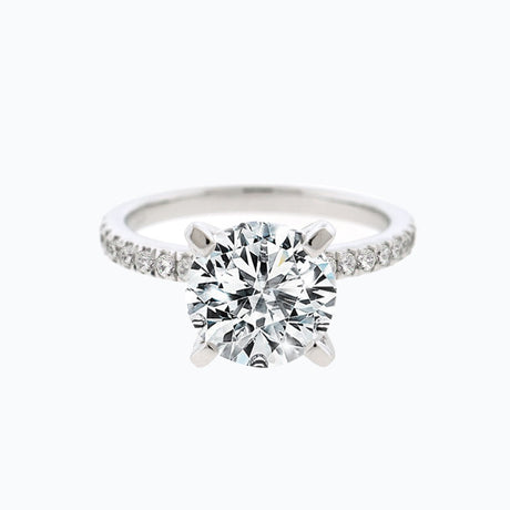 1.50 CT Round Shaped Moissanite Solitaire Pave Setting Engagement Ring - crownmoissanite