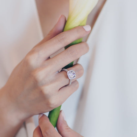 1.50 CT Round Shaped Moissanite Halo Engagement Ring - crownmoissanite