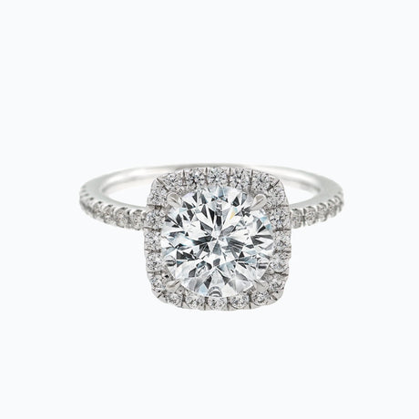1.50 CT Round Shaped Moissanite Halo Engagement Ring - crownmoissanite