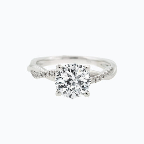 1.0 CT Round Shaped Moissanite Solitaire Twisted Engagement Ring - crownmoissanite