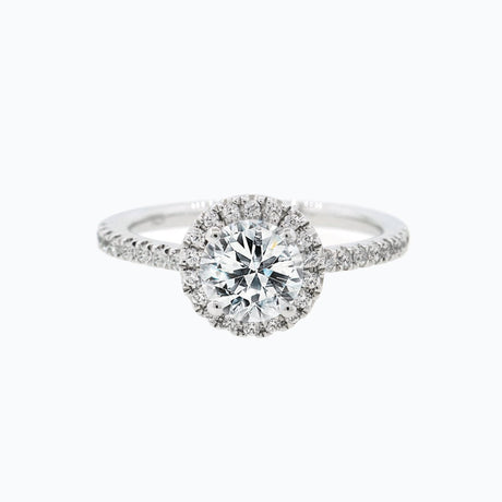 1.0 CT Round Shaped Moissanite Halo Engagement Ring - crownmoissanite