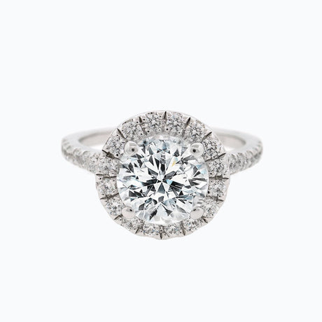 1.50 CT Round Shaped Moissanite Halo Engagement Ring - crownmoissanite